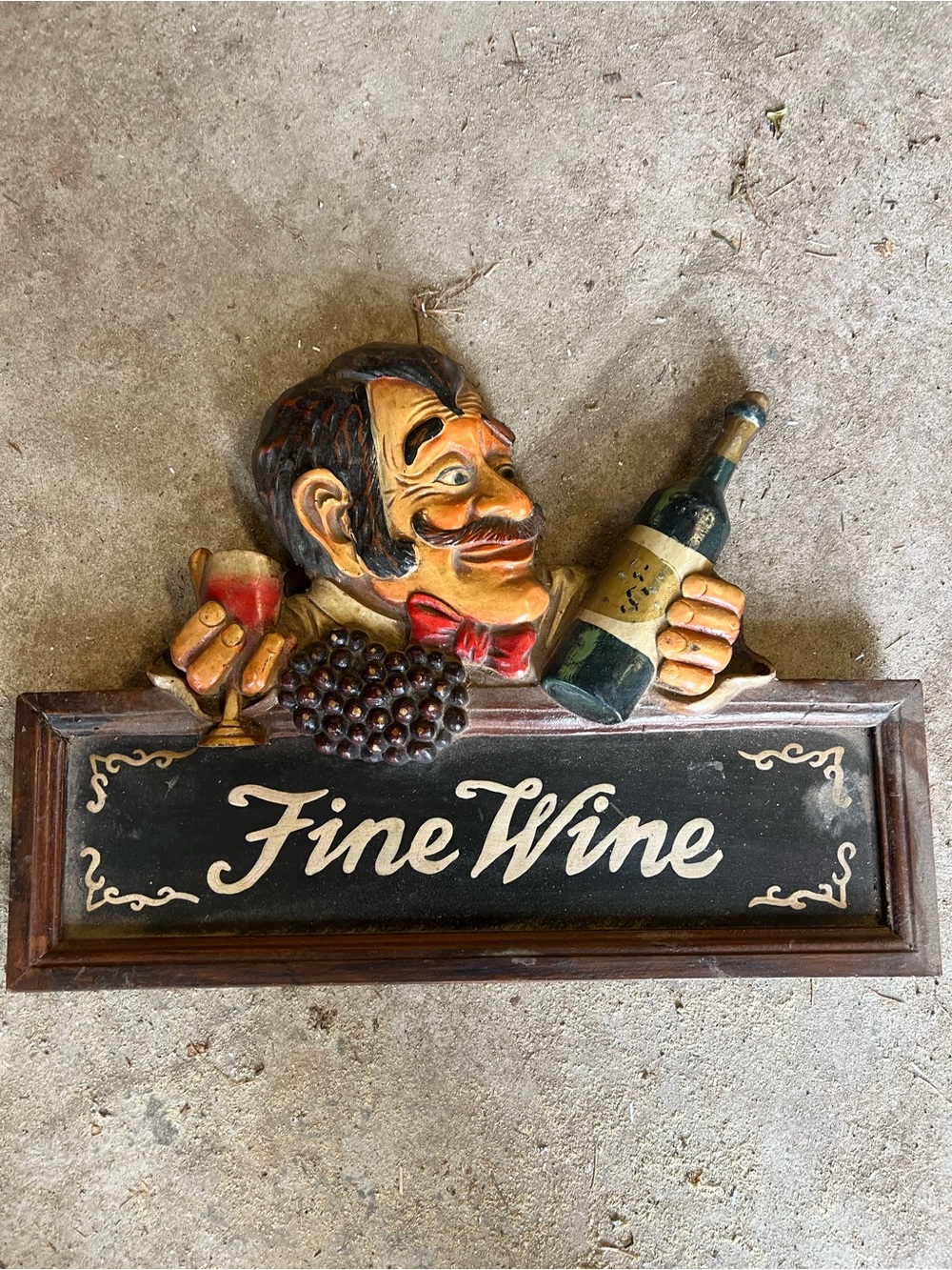 Fine Wine 3D Bartender Wall Plaque Vintage Style Bar Kitchen Decor 18.5”